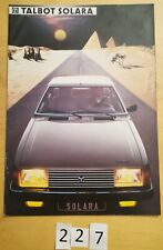 TALBOT SOLARA LS, GL, GLS, SX, Automatique Prospectus 1984 F 20 pages Publicité