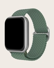 Bracelet De Montre Vert Kaki Tressé Élastique Pour Apple Watch En Nylon