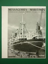 57 PUB MESSAGERIES MARITIMES CARGO MEKONG DUNKERQUE BATEAU PORT GRUE ORIGINAL AD