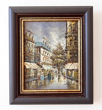 Tableau original huile ou acrylique sur toile au couteau, Vue parisienne