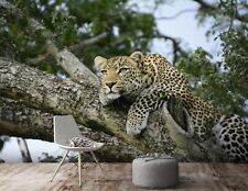 Arbre léopard 3D A061 papier peint animal peinture murale auto-adhésif amovible Wendy