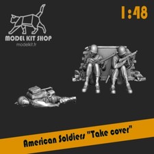 1:48 - Figurines WW2 Soldats Americains "Take Cover"  by modelkit.fr