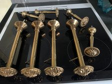 Ancien Embrasses  & supports de Tringles à Rideaux en Laiton