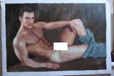tableau peinture érotique huile sur toile homme nu intégrale / gay male painting