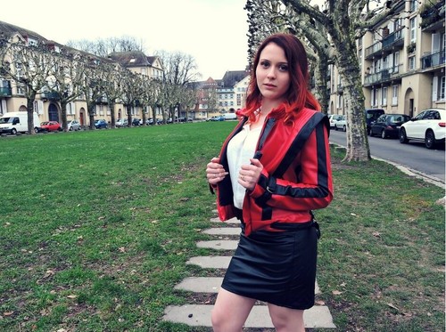 Veste blouson noir rouge - blouson,