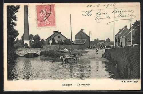 Cpa haussy abreuvoir - cpa,