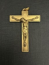 Ancien Crucifix Croix Pendentif en Bronze