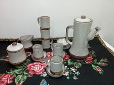 Superbe Service à Café / Thé Poterie Artisanale Grès Vintage Style Rustique 70s
