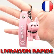 Porte Clés Punk Cuir Chien Bouledogue Français Accessoires Voiture Bijoux Cadeau
