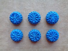 LOT DE 6 BOUTONS EN RÉSINE = BLEU ROI (et non bleu ciel) - RONDS - 2,2 x  1,0 cm