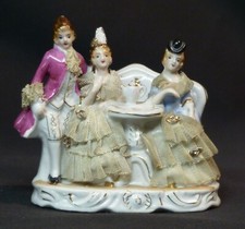 AA 19è statuette porcelaine SAXE figurine galante groupe 230g12c marquise galant