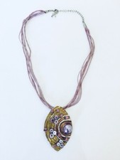 COLLIER PENDENTIF PERLES EN METAL BIJOU FEMME FERMOIR SAUTOIR FANTAISIE