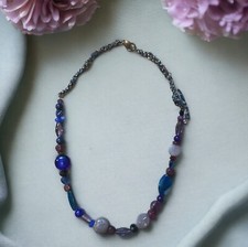 Sautoir avec des Pierres Précieuses Naturelles - Agate - Tanzanite...