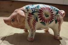 Tirelire à casser Cochon Marie Louise Faïence Céramique signé HB Quimper