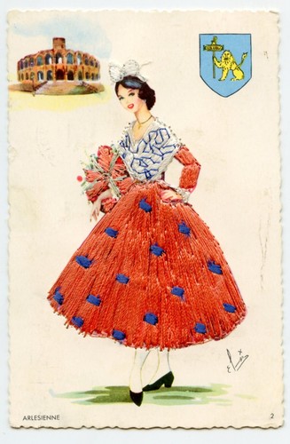 Carte postale brodée