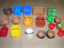 LOT PLAYMOBIL CAMPAGNE / 20 PANIERS, SEAUX, FOIN... / TRES BON ETAT