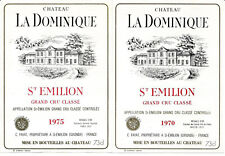 2 étiquettes Chateau La Dominique 1970 et 75. St Emilion Grand Cru Classé.