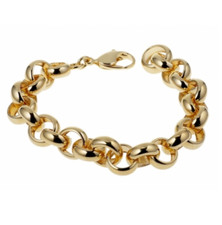 Bracelet Maille Jaseron Large Plaqué Or 18 carats NEUF Bijoux Femme