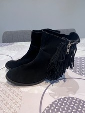 bottines  à franges daim noir