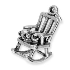 Charm Chat sur Chaise à Bascule en Argent 925/1000