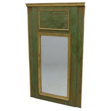 Trumeau d'époque Louis XVI en bois laqué vert et doré