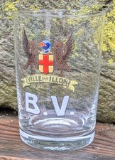 Ancien verre à bière,émaillé " B.V. VILLE sur ILLON "