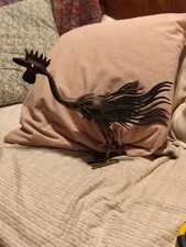 Grande Sculpture Coq Brutaliste Fer Patiné Vintage à Identifier 