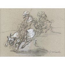 WEISBUCH Claude - Dessin original "Les visions de Don Quichotte" 30x39cm - 2014