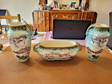 Garniture art nouveau aux cigognes signé KELLER et GUERIN Lunéville Formose 703