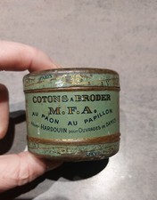 Ancienne boite à fil publicitaire en  tôle Manufacture Parisienne des Cotons LV 