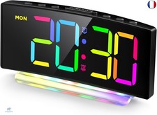 HERMIC Reveil, Reveil numérique LED Courbé avec Lumière RGB, Reveil Matin Se