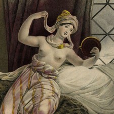 Curiosa Nu au Miroir Examen Pierre Numa Bassaget Mauduisson Gravure XIXe