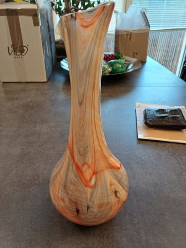 Vase verre soufflé signé - soufflé,