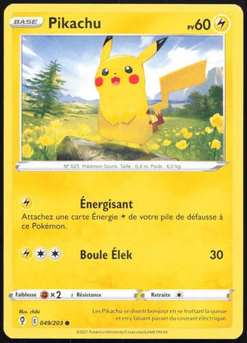 Carte pokémon pikachu 049 - carte,