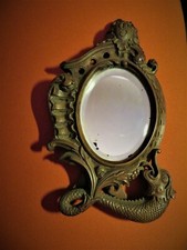 MIROIR de TABLE NAPOLEON III SCULPTURE DAUPHIN MIROIR biseautéMONOGRAMME GY BOIS