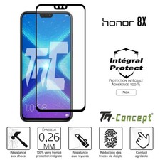 Huawei Honor 8X - Verre trempé intégral Protect Noir - adhérence 100% nano-silic