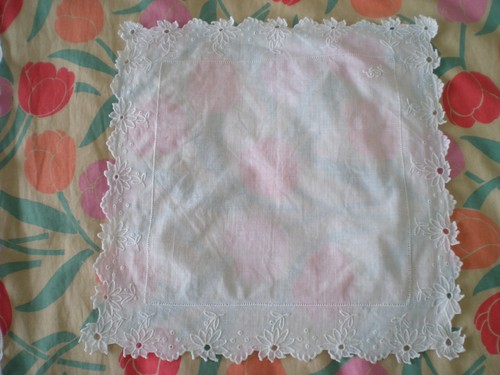 Napperon coton blanc ancien - napperon,