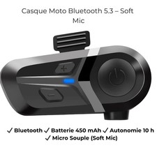 Module Bluetooth Moto 5.3 Étanche Micro Souple Appel Musique Autonomie Longue