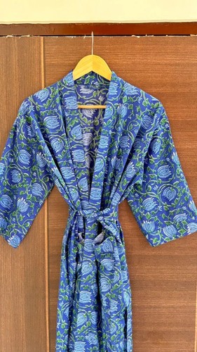 Robe kimono florale bleue - robe,