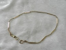 Ancienne chaine de montre à gousset plaqué or maille Art Déco 37 cm