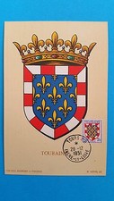 FRANCE CARTE MAXIMUM YVERT 902 ARMOIRIE TOURAINE 2F TOURS 1951 L 406
