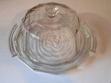 Cloche à fromage et son plateau en verre moulé - 1930/1940 - Vintage Art Déco
