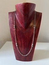 Long collier sautoir en Argent 925 sterling fin XIX