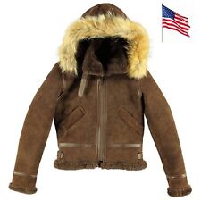 Blouson Bombardier B3 en Cuir Femme Capuche COCKPIT USA ex AVIREX Made in USA