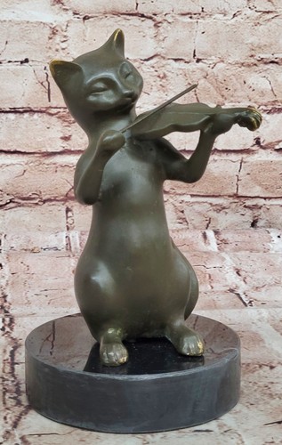 Sculpture chat bronze art - en,