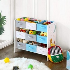 Étagère de Rangement Enfant pour Jouets et Livres avec 9 Caisses Amovibles Tissu