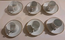 Lot 6 tasses à café porcelaine de Limoges Lafarge blanc et or