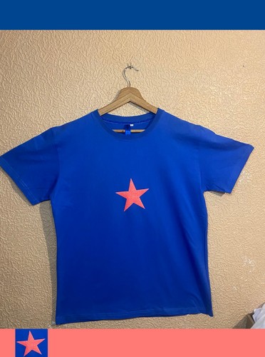 Shirt bleu étoile rose - t-shirt,