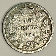 10 CENTS 1894 VICTORIA CANADA ARGENT GRANDE BRETAGNE