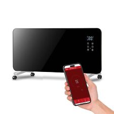 Wiltec Panneau rayonnant Verre trempé Noir 2000W Radiateur électrique LED Wi-Fi
